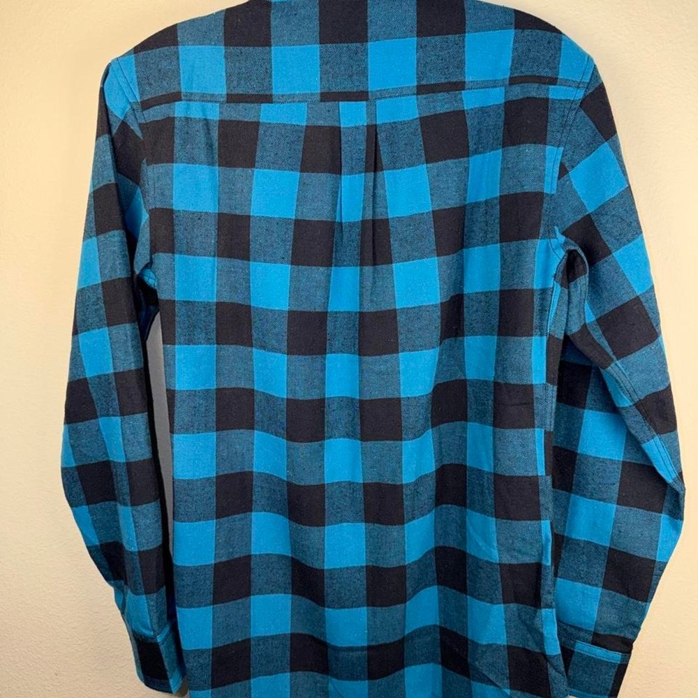 Unbranded Blue Black Plaid Flannel Shirt Womens Size M Buffalo Check Button Down - Picture 5 of 7